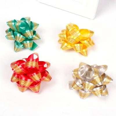 China Plastic Gift Box Tree Christmas Festival Decoration Double Star Flower Gift Glitter Ribbon Wedding Ribbon Star Wrapping Bow for sale