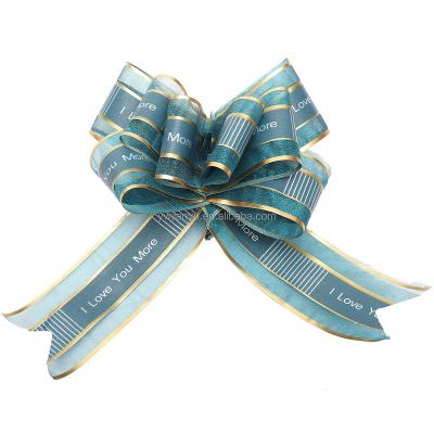 China Hot Sale Polyester Wedding Gift Double Layer Side Decorative Gold Edged PP Ribbon Wedding Christmas Party Balloon Decoration Bows Ribbon for sale