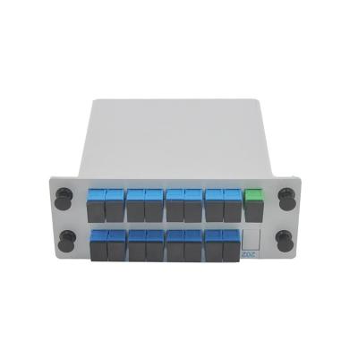 China FTTH OEM Cassette Inserting LGX Box SC/UPC APC 1*16 16 Way Card Type Fiber Optic PLC Splitter for sale