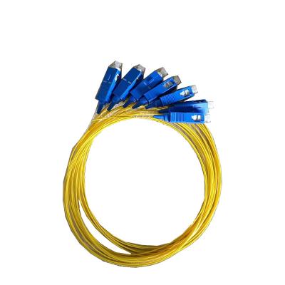 China FTTH Single Mode SC/UPC Single Core Pigtail 0.9mm-1m-yellow Pigtail Optical Fiber Pigtail for sale