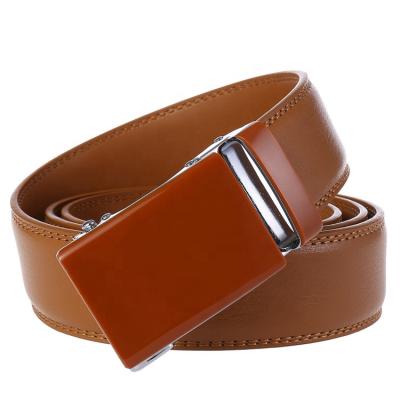 China Men's Colorful Unisex Genuine Ratchet Genuine Leather Strap Leather Belt With Automatic Sliding Buckle Balance To Fit for sale