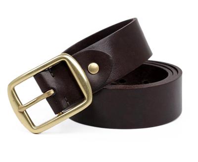 China Vegetable Tanned Leather Custom Coffee Brown Top Quality Black Vegetable Tanned Genuine Leather Belt 1 1/2