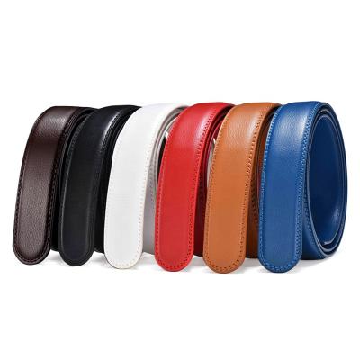 China Wholesale Ratchet Men Scare Custom Made Ratchet Cowhide Real Leather Belt Strap Without Automatic Buckle for sale