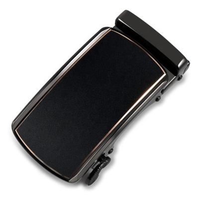 China Wholesale 3.5CM Wide Alloy Ratchet Black Leather Belt Gold Line Buckle For Men for sale