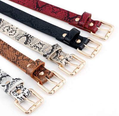 China Leather belt printed snakeskin printed PU leather belt for women girl snakeskin print jeans waistband for sale