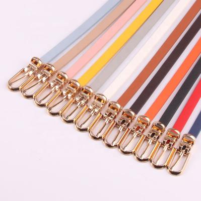 China Muti Color Faux Lady Thin PU Skinny Cheap Leather Belt For Women Dress Skirt Sweater Pants Decoration for sale