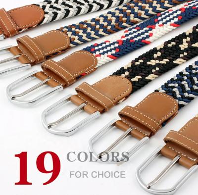 China Extra Long Barred Braided Belt Stretch Rope Braided Men's Adjustable Elastic Waistband For Pants for sale