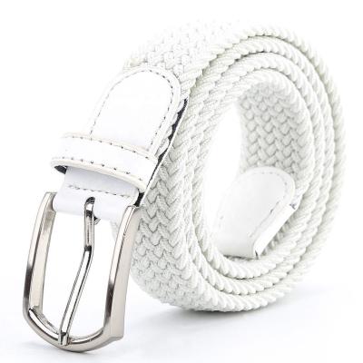 China Multicolor Unisex Adjustable Canvas Women Woven Stretch Golf White Braided Elastic Belt For Shorts for sale