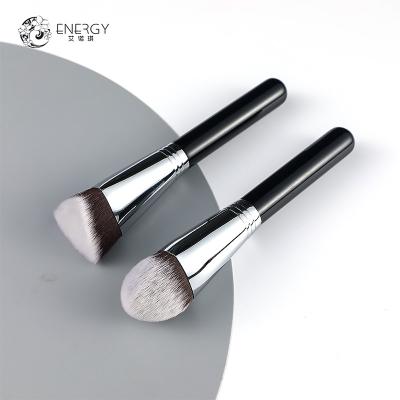 China Wooden smudge brush private label vegan tipped flat base body makeup brush bb creamm liquid powder kabuki refillable single brush cosmetics for sale