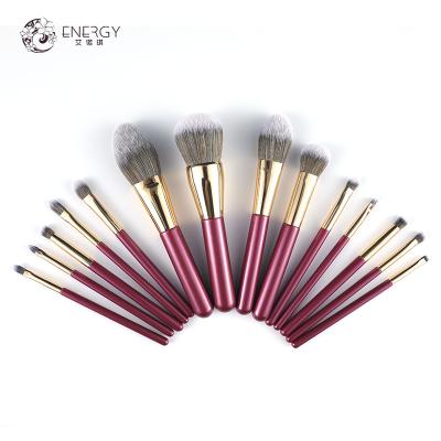 China Wholesale Luxury Professional Gothic Wooden Handle Vegan Synthetic Rose Purple Biodegradable Eco-Friendly Customize Makeup Brush Kit Private Label for sale