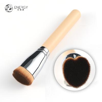 China Eco-friendly Wholesale Biodegradable Private Label Luxury Single Heart Shape Flat Surface Super Soft Dense BB Cream Foundation Cosmetic Makeup Brush for sale