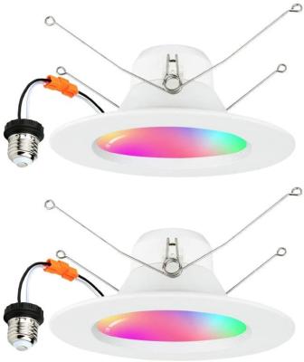 China ETL RGB 4 Inch Remote Control 10W Recessed Downlight Retrofit For 4 Inch LED Wi-Fi Housing Can Lights APP Control Compatible With Alexa for sale