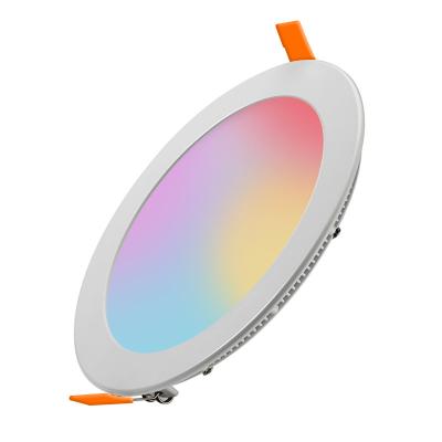 China Modern Thin Recessed Control Dimmable White 2700K - 5000K Canless ETL 4 Inch LED RGB Smart Downlight WiFi APP Lighting for sale