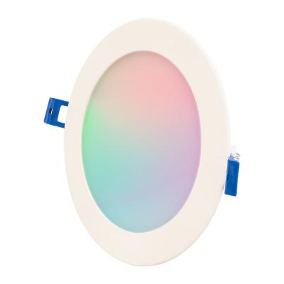 China Hot Selling Commercial Office WiFi APP Control RGB+ TDC Canless Lighting 6 Inch Round LED RGB Smart Potlight Slim With ETL for sale