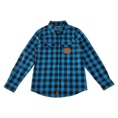 China Factory Wholesale Cotton Flannel Shirt Anti-pilling Plaid Custom Blue High Quality Flannel Shirts With Private Label for sale