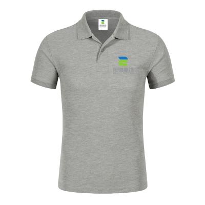 China Custom Gray Printed Anti-Wrinkle Short Sleeve Polyester Quick Dry Polo Shirts With Unique Logo for sale