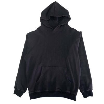 China Wholesale 100% cotton solid black white fleece vintage streetwear hoodies breathable sweatshirts for sale