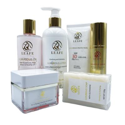 China Face Private Label Wholesale Skin Brightening Whitening Dark Spots Erasing Face Body Skin Care Set Vitamin C Serum Soap Oil for sale