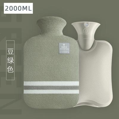 China Warmer Bag 2l bs rubber hot water bag faux fur hot water bottle cover with hand pocket for sale