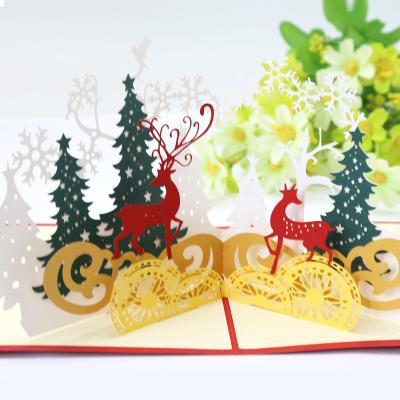 China China Holiday Season 3d Origami Laser Cutting Handmade Automatic Christmas Cards for sale