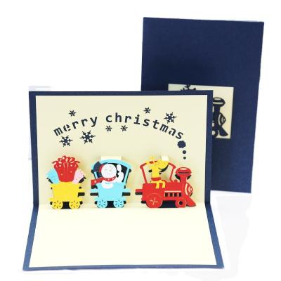 China Europe 3d greeting card Christmas auto handmade custom train greeting card, with your best wishes and greetings for sale