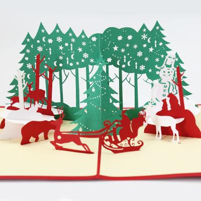 China Europe Christmas Carnival Greeting Card Automatic 3D Laser Cutting Holiday Season Handmade Gift Voucher for sale