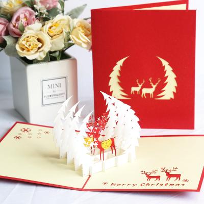 China Europe Christmas Snowflake Deer 3D Greeting Card Handwork Production Automatic Laser Cutting Hollow Card Paper Cutting Wholesale for sale