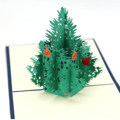 China Customizable Handmade Holiday Origami Africa Hot Sale 3D Christmas Tree Christmas Paper Greeting Cards for sale