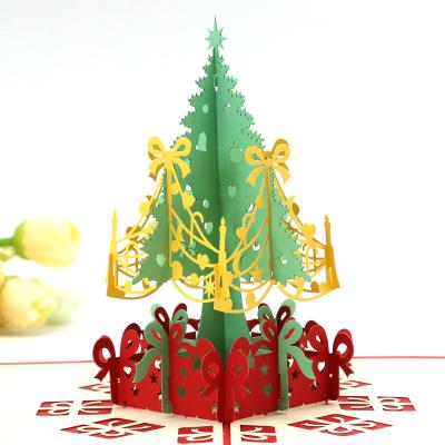 China Africa Quality Assurance Cavity 3D Art Christmas Tree Handmade Paper Greeting Card for sale