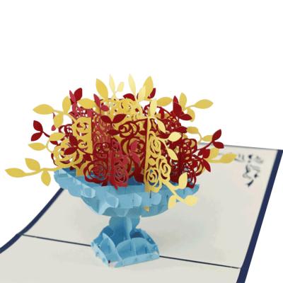 China New Product Africa 3D Cards Postcard Paper Craft Handmade Flower Automatic 3D Greeting Cards With Envelope for sale