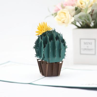 China Africa Cactus Shape Greeting Card Diy Birthday 3D Foldable Handmade Paper Pop Up Cards With Envelope for sale