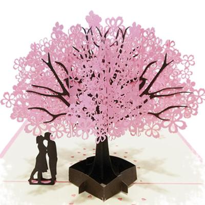 China Africa Qixi Festival Card Paper Cutting Handmade Pops Up 3D Wedding Card Design Greeting Card For Valentine's Day for sale