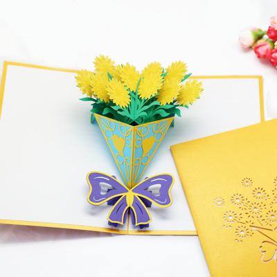 China Africa Teachers Day Sun Flower 3D Stereo Printing Custom Hollow Blessing Festival Decoration Handmade Greeting Card for sale