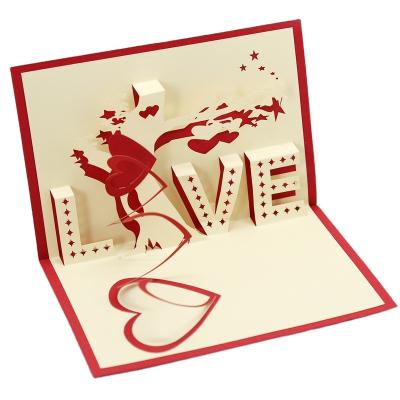 China Creative Handmade 3D Festival Qixi Festival Valentine's Day Greeting Card Pop Up Wedding Invitation Greeting Cards With Envelope for sale