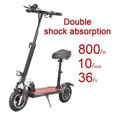 China 800W 36V 10Inch Two Wheel Adult Unisex Electric Scooter Electro E Shock Absorption Dual Foldable Scooter for sale