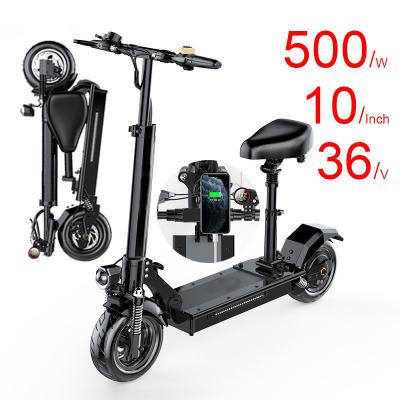 China Durable Powerful Adults Two Wheel Foldable Black E Scooter 500W 36V 10Inch Electric Scooter for sale