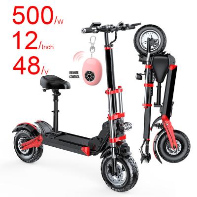 China 500W 48V 12Inch CE Electro E Scooter Cross Country Scooter Adults Two Wheel Durable Foldable Electric Fast for sale