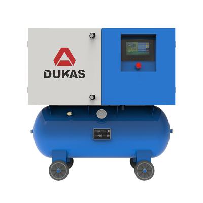 China Lubricated 3.7Kw Normal Pressure Single Phase Intergrated Screw Air Compressor With Wheels for sale