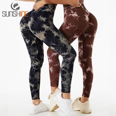 China Women's breathable butt crack! crack! Printed Gaiters Yoga Pants Pocket Butt Lifting Seamless Gym Leggings For Woman for sale