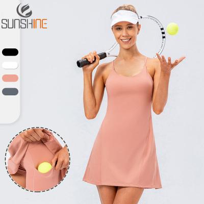 China Wholesale Fashion Sportswear Breathable Yoga Tennis Skirts Fitness Sexy Stretch Skirts Two-in-one With Biker Shorts for sale