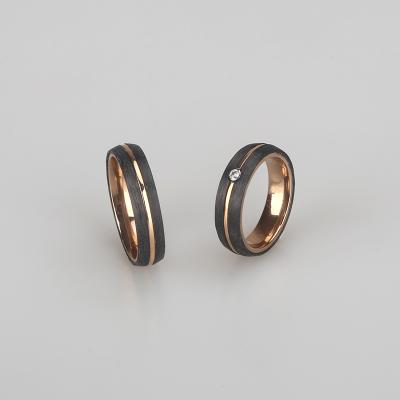 China Hot Style Carbon Fiber Rose Gold Titanium Jewelry Wholesale Carbon Fiber Rings For Women Men for sale