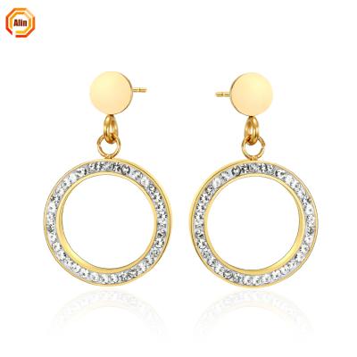 China 2021 CLASSIC hot sale 316L stainless steel earring for alibaba-online-shopping circle lady style diamond jewelry for women for sale