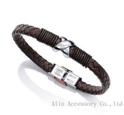 China 2019 New Arrived Breakout Stainless Steel Genuine Leather Bracelet For Women for sale