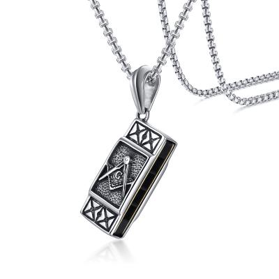 China Unique Design Stainless Steel Mens Jewelry Masonic Lighter Shaped Pendant Necklace for sale