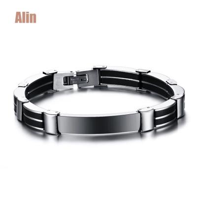 China Stainless Steel Personalized Stainless Steel Jewelry Silicone Bracelet New Design For Men for sale