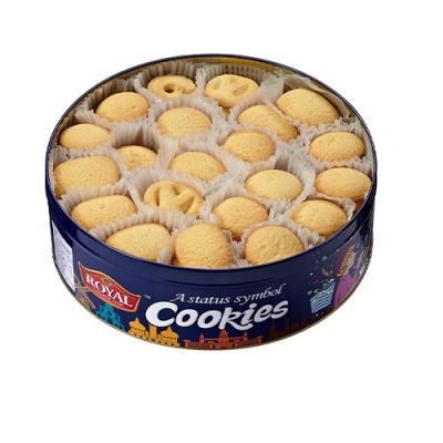 China 2021 Hot Sale Low Fat Butter Cookies For Santa Christmas Gift In Blue Tin Homemade Butter Cookies for sale