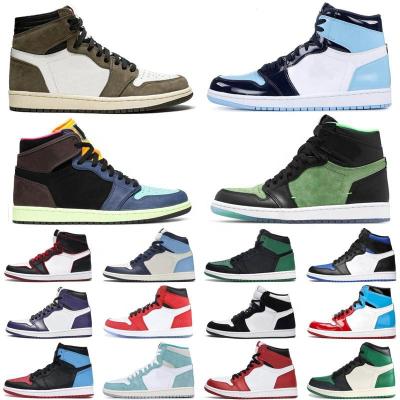 China Cushioning OG Chicago AJ 1 Basketball Toe Layer Leather Suede Pebbled White Pebbled College Athletic Shoes Blue And White Sneakers for sale