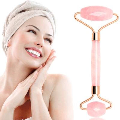 China Face-lift Rosejoice Rose Quartz Jade Roller for Facial Massager Hand-crafted Face-Natural Skin Care Tool for Anti Aging Skin Care for sale