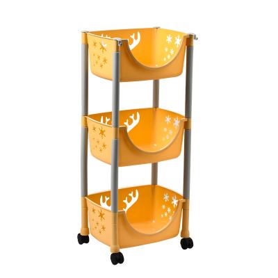 China Modern Easy To Install And Remove The Most Product 3 Tier Yellow Plastic Kitchen Storage Rack For Fruits And Vegetables for sale