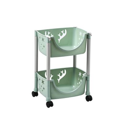 China Modern Product 2 Tier Safe Green Kitchen Plastic Raw Materials Storage Rack For Fruits And Vegetables for sale